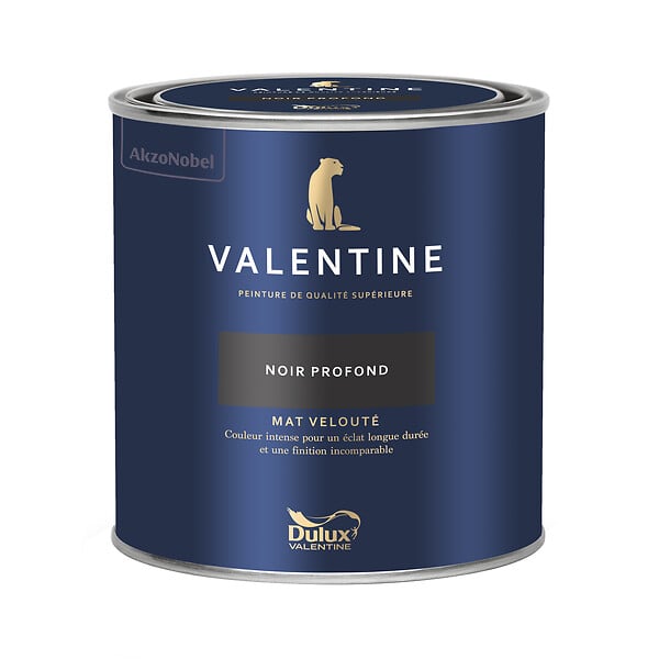 DULUX VALENTINE - Peinture murs&boiseries Valentine  Mat Velouté Noir Profond 0,5 L - large