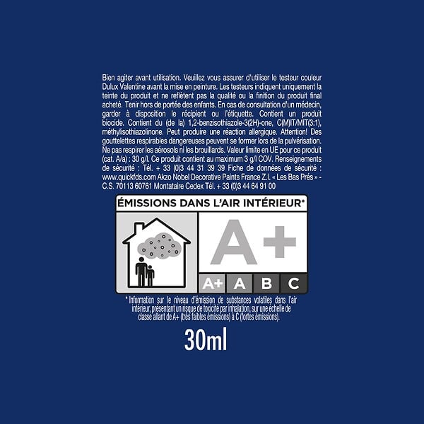 DULUX VALENTINE - Peinture Crème De Couleur Dulux Valentine Satin Bleu Acier 30 ml - large