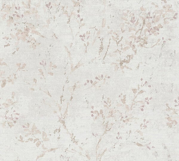 AS CREATION - pv/int estampe vieux rose fd beige - large