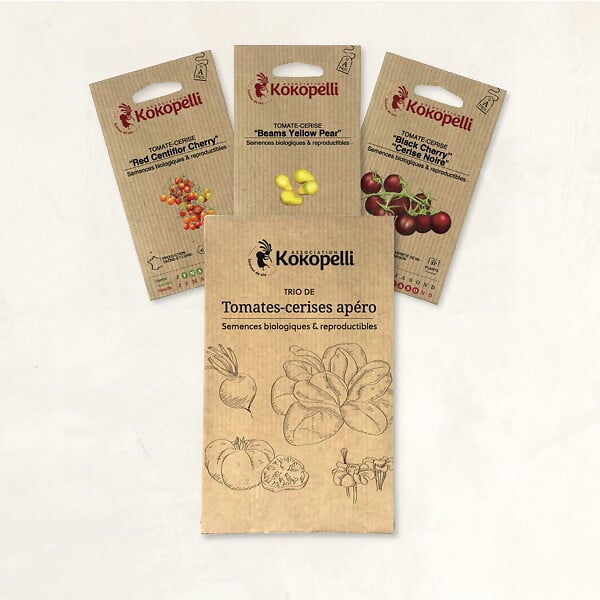 ASSOCIATION KOKOPELLI - Tomates-cerise apéro - 3 sachets de graines bio à semer - large