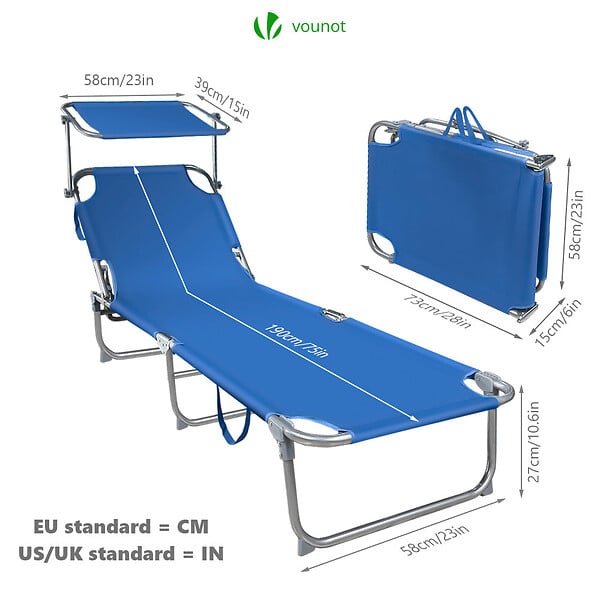 VOUNOT - Transat pare soleil Lot de 2 pcs bleu - large