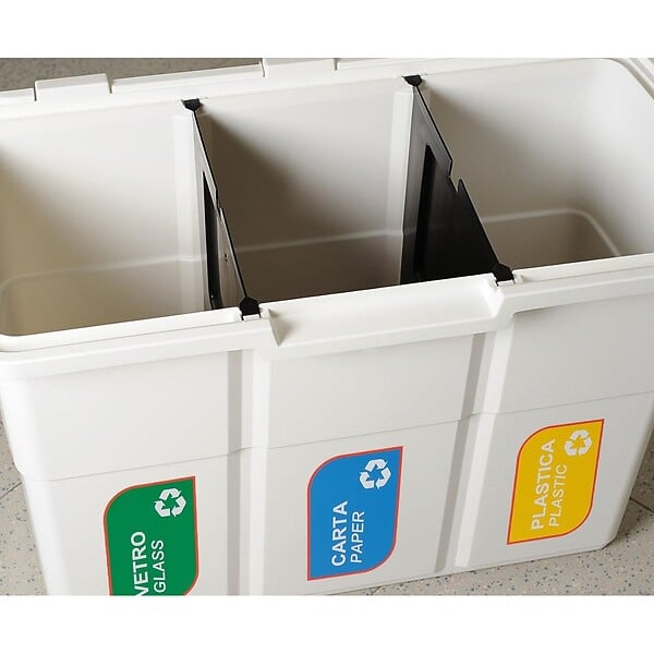 DEA HOME - Poubelle de tri 3 bacs de 25L Dim 75 x 37 x H50 cm Avec couvercle Recyclage 3 en 1 DEA HOME - large