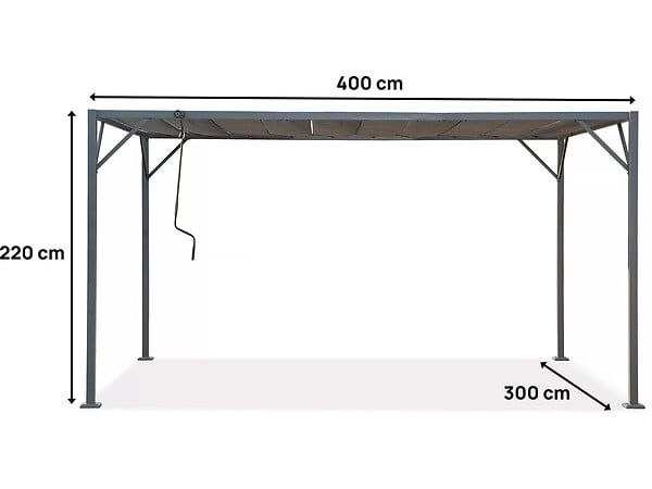 HABITAT ET JARDIN - Pergola bioclimatique en tissu "Lodge" 3 x 4 m - Anthracite - large