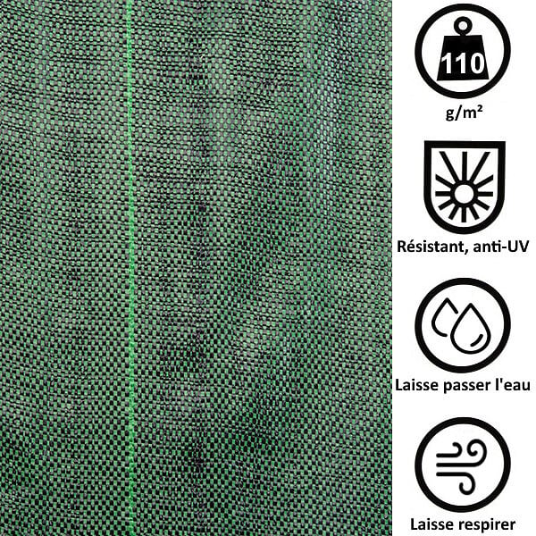 GT GARDEN - Géotextile anti-mauvaises herbes tissé 110 g/m2 - 1 x 100 mètres - large