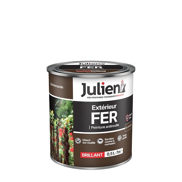 JULIEN - Peinture Extérieure Fer Antirouille Julien Brillant -Br.Normandie 0.5L - large