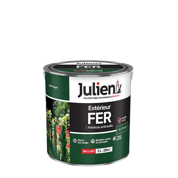 JULIEN - Peinture Extérieure Fer Antirouille Julien Brillant - Vert Potager 2L - large