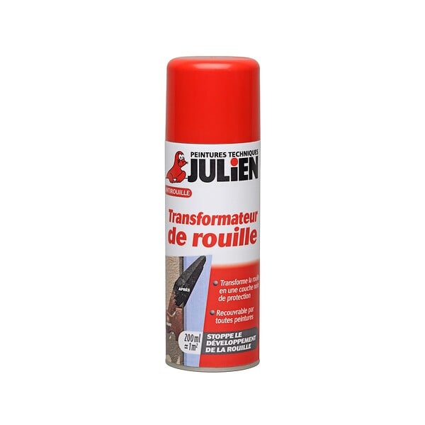 JULIEN - Transformateur de rouille AEROSOL STOP'ROUILLE Noir SATIN - 0.20L - large
