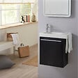 GODART - Pack lave-mains Noir Mat avec porte serviette - robinetterie eau froide à gauche - L.48 X H. 52.5 cm - Houston - vignette