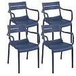 OVIALA - Lot de 4 fauteuils de terrasse en plastique bleu pacific - Paname - vignette