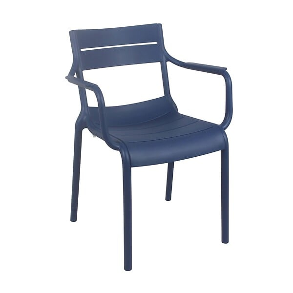OVIALA - Lot de 4 fauteuils de terrasse en plastique bleu pacific - Paname - large