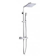PERFECTLINE - Colonne de douche thermostatique - Tête de douche - Chrome - 20x20cm - large
