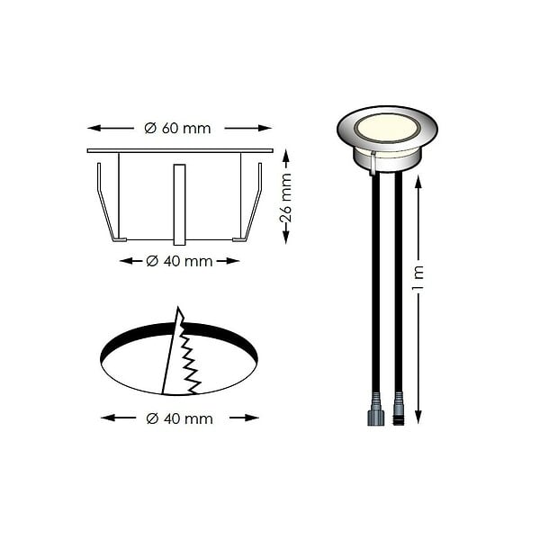 DECKLINEA - 10 Spots LED à Encastrer - RGB - Telecommande + Transformateur 30W - SIROS - Ø60mm - Ø perçage 41mm - Plug & Play - Basse Intensité - large