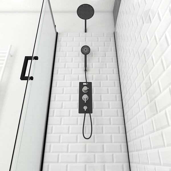 AURLANE - Cabine de douche rectangle 80x110x230cm à motif carreaux de métro - UNDERGROUND RECTANGLE 110 - large