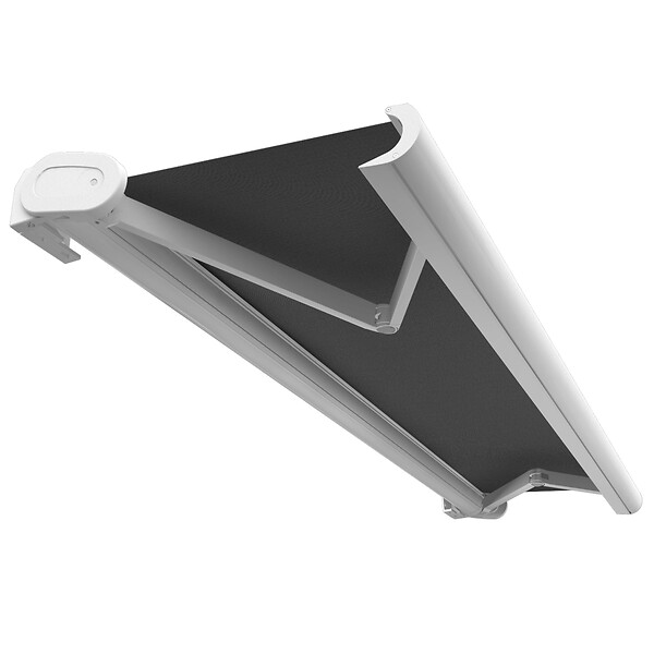 INTERSUN - Store banne coffre intégral HEVOA 6,00x3,50 M (Motorisé Secours à Télécommande + LED - Blanc satiné RAL9010 - Gris foncé 250g/m²) - large