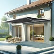 INTERSUN - Store banne coffre intégral HEVOA 5,00x3,50 M (Motorisé Secours à Télécommande + LED - Blanc satiné RAL9010 - Gris foncé 250g/m²) - vignette
