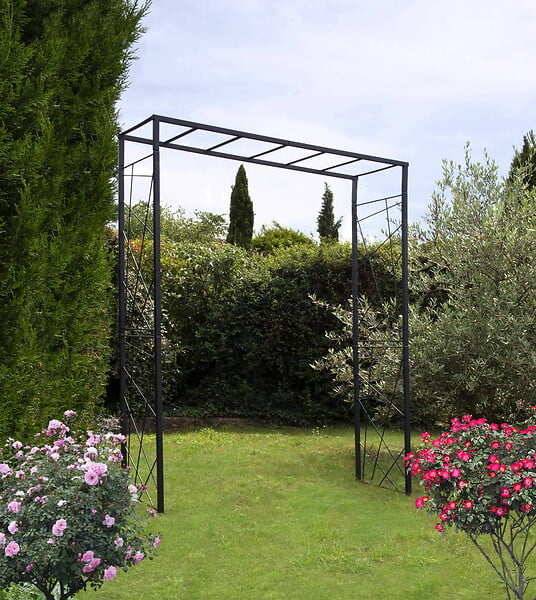 CENTRALE BRICO - Pergola tube CAR25 mandala anthracite - 155x50x198 cm - Acier époxy - large