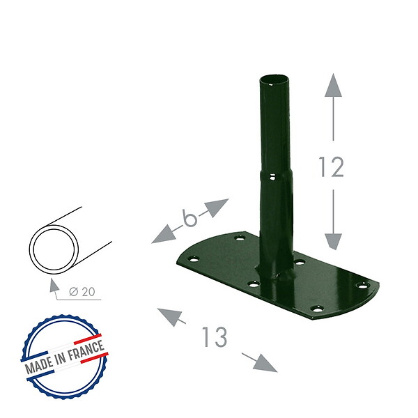 CENTRALE BRICO - Pack 4 pieds tube ROND20 à visser vert sapin - 13x6x12 cm - Acier époxy - large