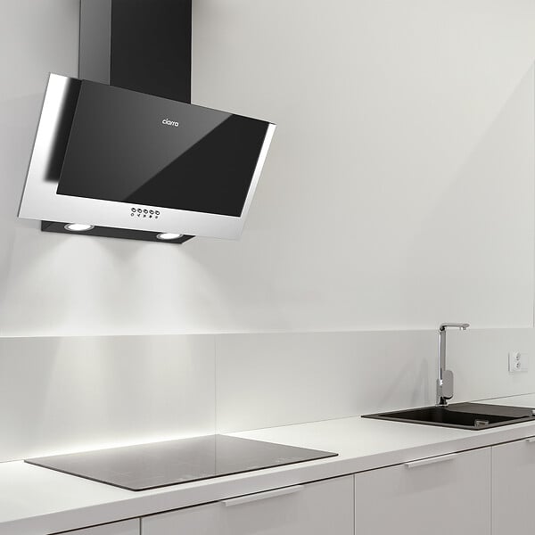 CIARRA - Hotte Aspirante Inclinée 60cm 350m³/h 3 Vitesses LED Éclairage Noir - large