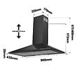 CIARRA - Hotte Aspirante hotte murale 90cm 370 m3/h 201BK90 - vignette