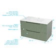 AURLANE - Meuble de Salle de Bains LEON 80cm Vert Olive - 2 Tiroirs en MDF Ondulés - Vasque à encastrer - vignette