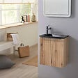 GODART - Pack lave-mains Strié Bois et poignée noire avec lave-mains extra fin noir - Robinet Eau froide à gauche -L.42.5 X H.48.6cm - vignette