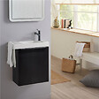 GODART - Pack lave-mains Meuble Noir mat avec Poignée noire et porte serviette - robinetterie eau froide à droite - L.48 X H.52.5 cm - vignette