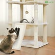 VOUNOT - Arbre a chat Geant 6 niveaux avec griffoir grattoir 215 cm beige - vignette