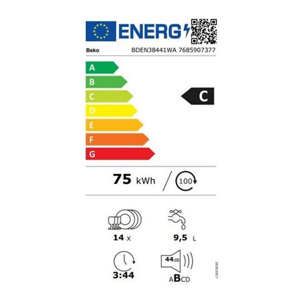 BEKO - lave-vaisselle 60cm 14 couverts 44db - BDEN38441WA - large