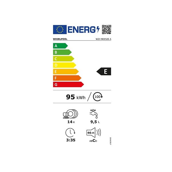 WHIRLPOOL - lave-vaisselle 60cm 14 couverts 46db tout intégrable - W2IHKD526A - large