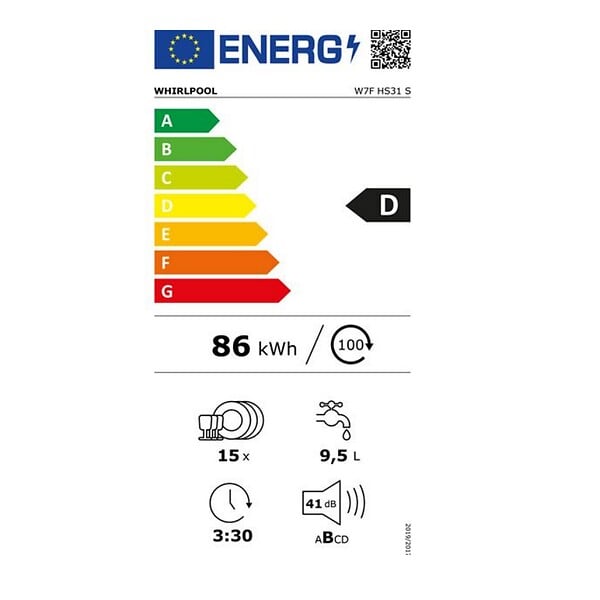 WHIRLPOOL - lave-vaisselle 60cm 15 couverts 41db inox - W7FHS31S - large