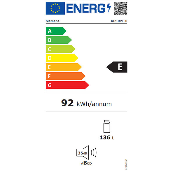 SIEMENS - réfrigérateur 1 porte intégrable à pantographe 136l - KI21RVFE0 - large
