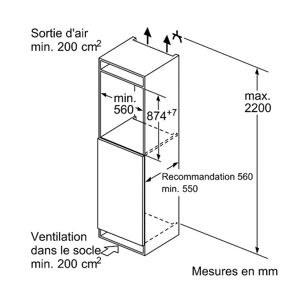 SIEMENS - réfrigérateur 1 porte intégrable à pantographe 136l - KI21RVFE0 - large