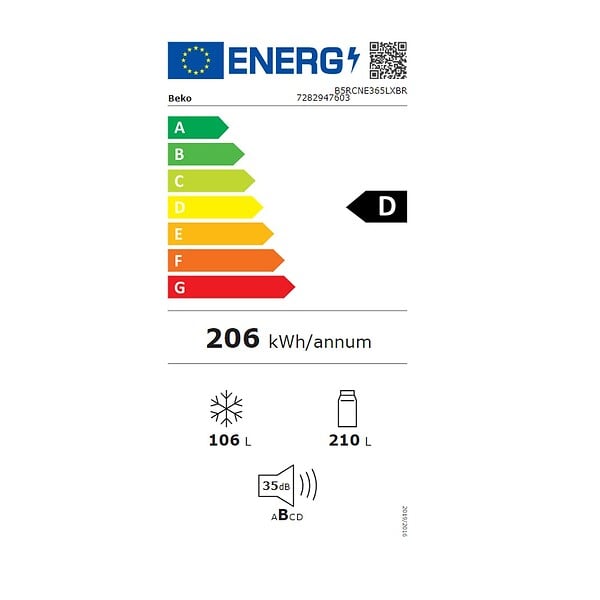 BEKO - réfrigérateur combiné 60cm 360l nofrost - B5RCNE365LXB - large