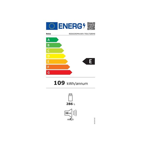 BEKO - réfrigérateur 1 porte 60cm 286l blanc - RSSA290M41WN - large