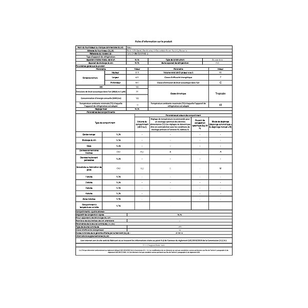 BEKO - réfrigérateur table top 47.5cm 85l blanc - TS190340N - large