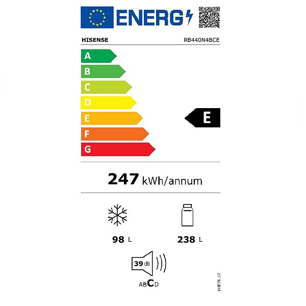 HISENSE - réfrigérateur combiné 60cm 336l nofrost inox - RB440N4BCE - large