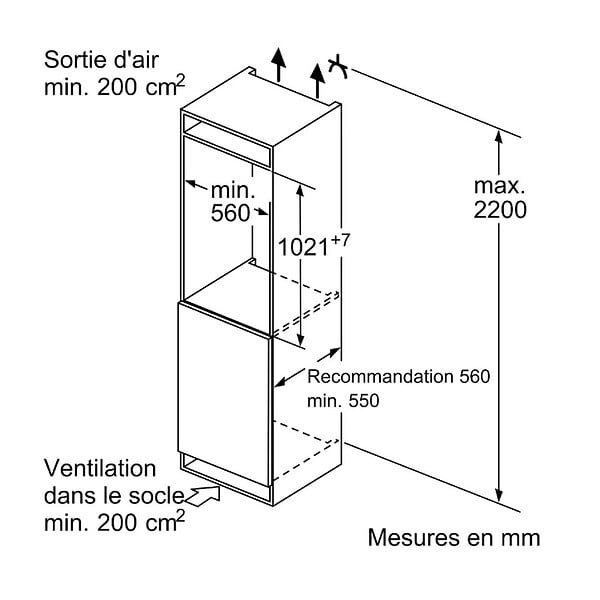BOSCH - réfrigérateur 1 porte intégrable à glissières 147l - KIL32NSE0 - large