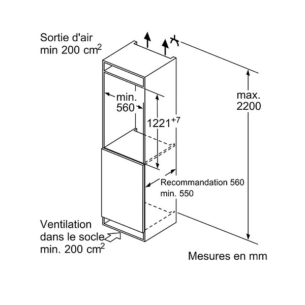 BOSCH - réfrigérateur 1 porte intégrable à glissières 187l - KIL42NSE0 - large
