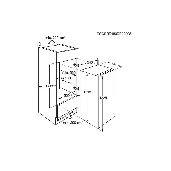 ELECTROLUX - refrigérateur 1 porte intégrable à glissières 208l - ERB3DE12S - large