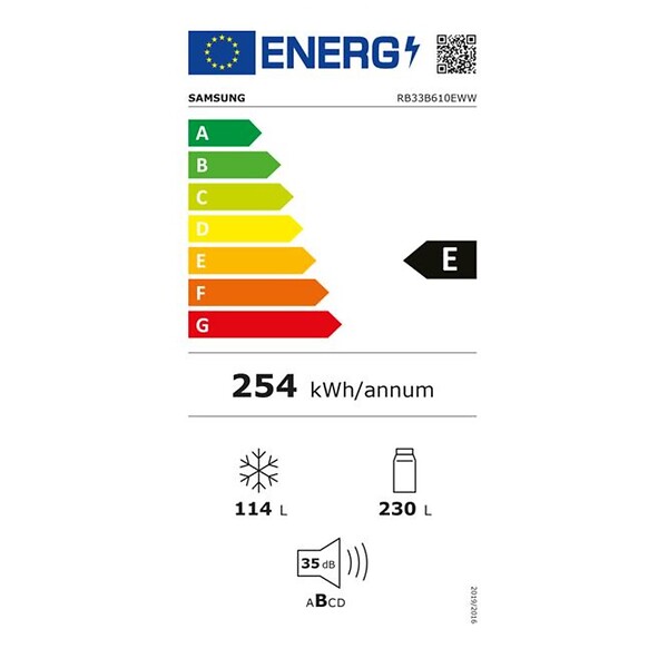 SAMSUNG - réfrigérateur combiné 60cm 344l nofrost, blanc - RB33B610EWW - large