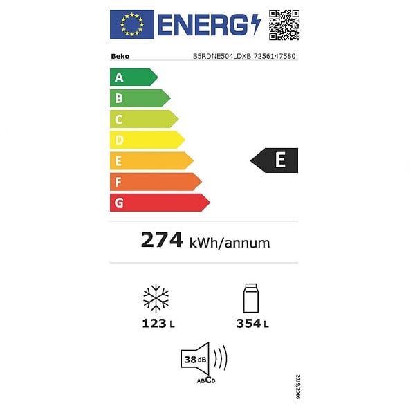 BEKO - réfrigérateur combiné 70cm 477l nofrost métal - B5RDNE504LDXB - large