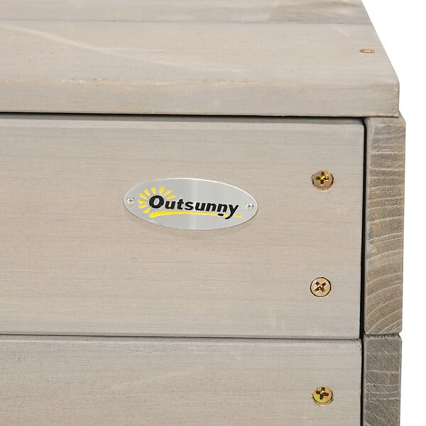 OUTSUNNY - Bac à sable bois carré dim. 1,18L x 1,13l x 1,10H m - hauteur, inclinaison toit réglable, refermable - tableau, jeu - bois sapin gris - large
