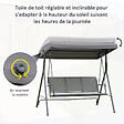 OUTSUNNY - Balancelle de jardin 3 places grand confort toit inclinaison réglable assise et dossier ergonomique acier textilène gris - vignette