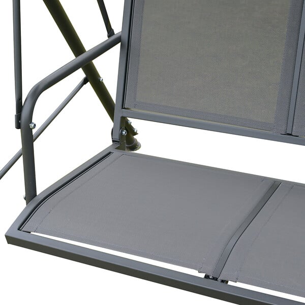 OUTSUNNY - Balancelle de jardin 3 places grand confort toit inclinaison réglable assise et dossier ergonomique acier textilène gris - large