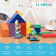 HOMCOM - 11 blocs de construction en mousse XXL - modules de motricité - jouets éducatifs - certifiés normes EN71-1-2-3 - mousse EPE revêtement PU multicolore - vignette