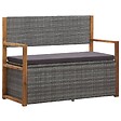 VIDAXL - vidaXL Banc de rangement 115 cm Résine tressée et bois d'acacia Gris - vignette