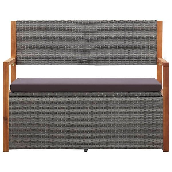 VIDAXL - vidaXL Banc de rangement 115 cm Résine tressée et bois d'acacia Gris - large