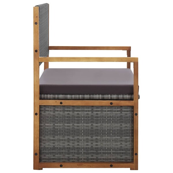 VIDAXL - vidaXL Banc de rangement 115 cm Résine tressée et bois d'acacia Gris - large