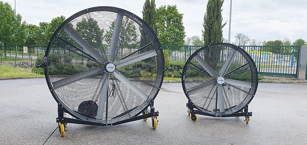 SPLUS - Ventilateur industriel S.PLUS VR 1500 grand débit 39000m3/h 750W monté sur roulettes avec freins - large