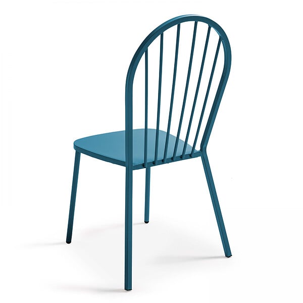 OVIALA - Chaise bistrot en métal bleu pacific - Honfleur - large